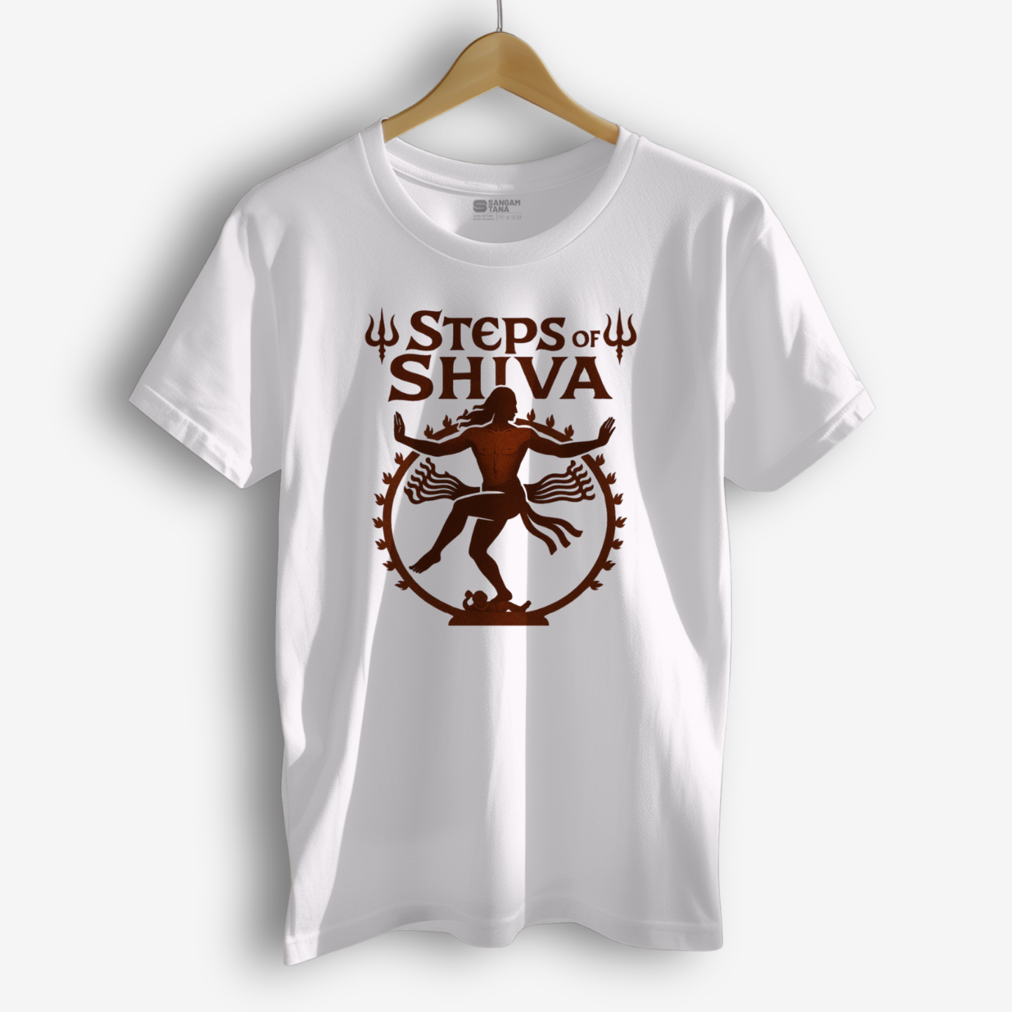 Steps of Shiva T-Shirt β Nataraja Dance Graphic | Bharatanatyam & Spiritual Cotton Tee | Unisex White Edition