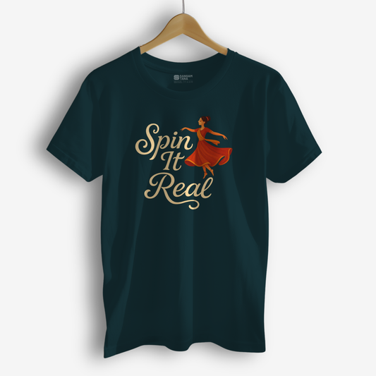 Spin It Real – Kathak Dance T-Shirt | Classical Indian Dance Tee | Whirl Like a Pro