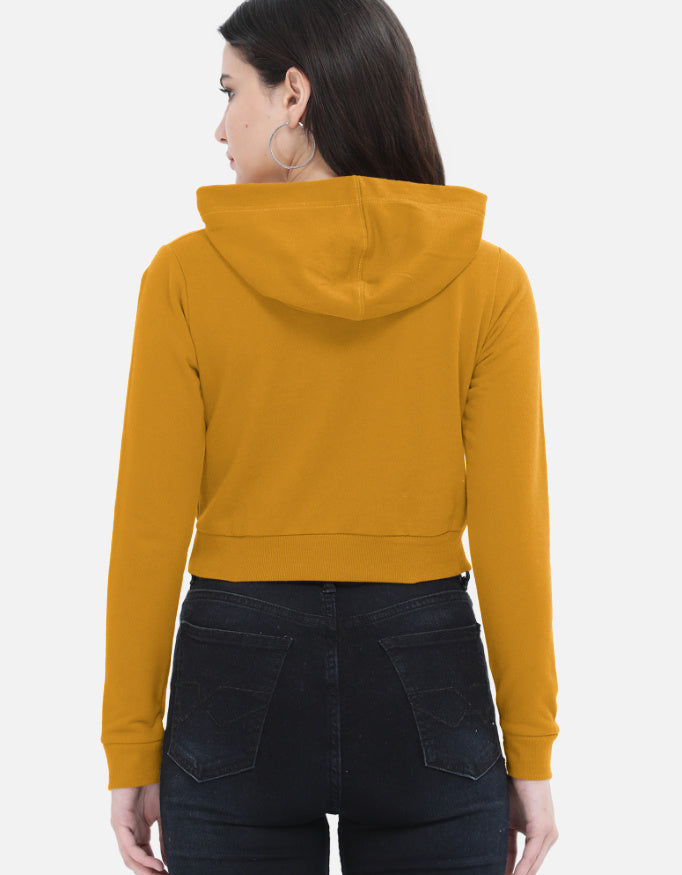 Female Cropped Hoodie | Mustard Yellow