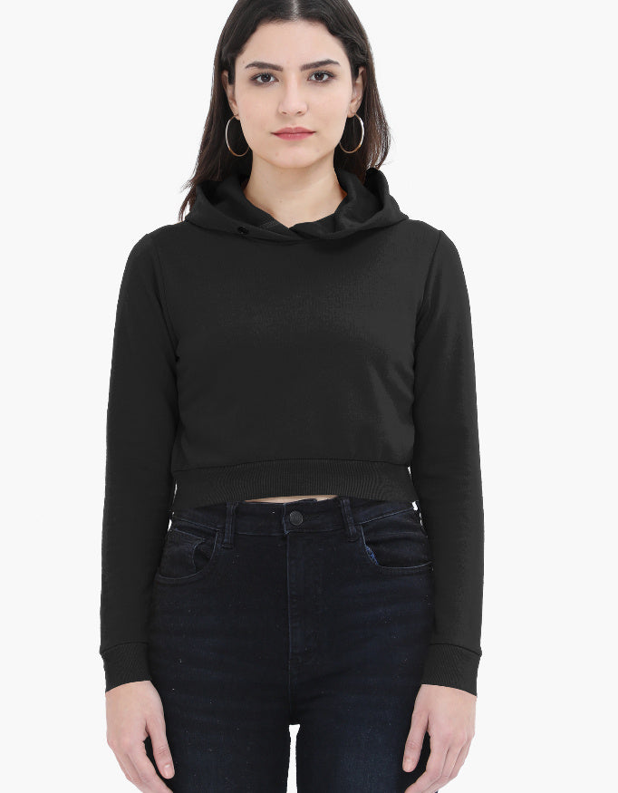 Female Cropped Hoodie | Black