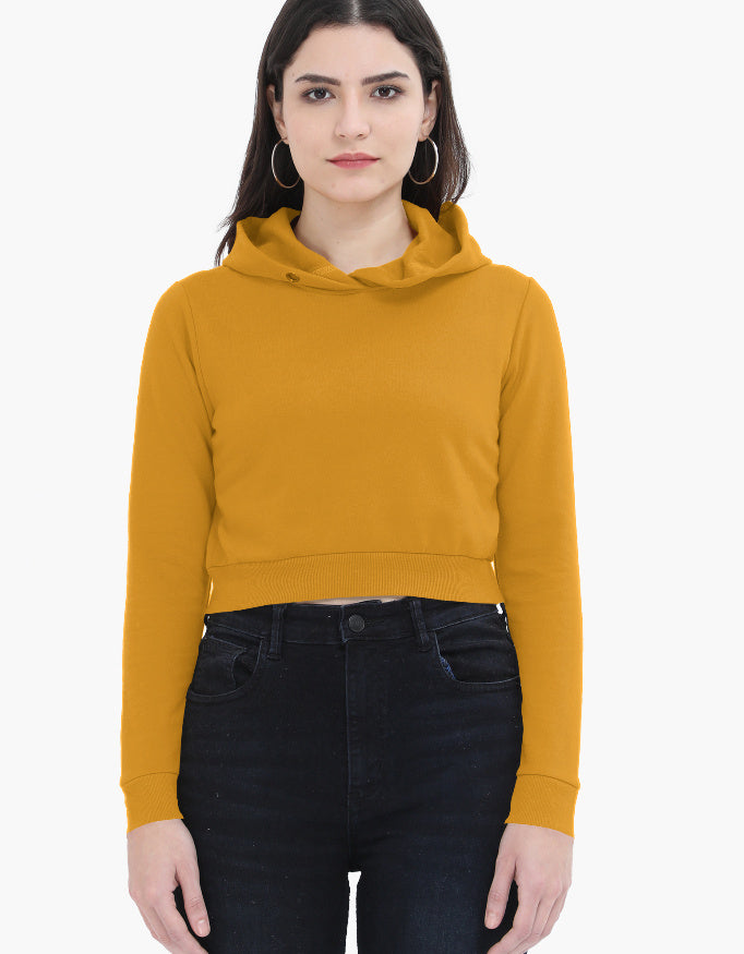 Female Cropped Hoodie | Mustard Yellow