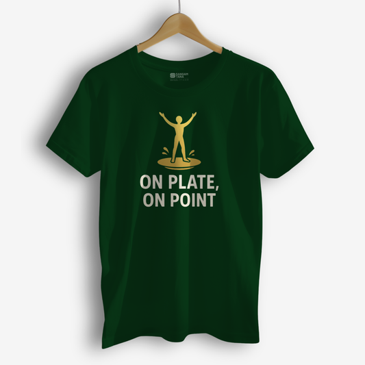 On Plate, On Point T-Shirt – Kuchipudi Dance Tee | Iconic Classical Pose Shirt | Unisex Cotton T-Shirt