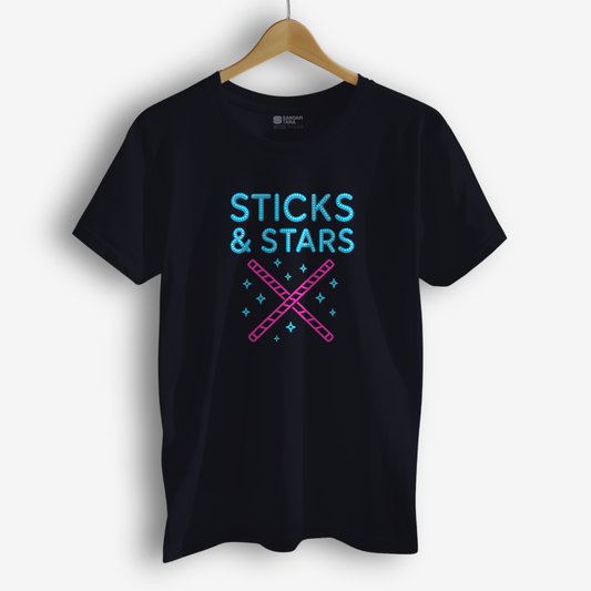 Sticks & Stars T-Shirt – Garba Dandiya Dance Tee | Navratri Festival Outfit | Unisex Cotton T-Shirt | Dance TShirt