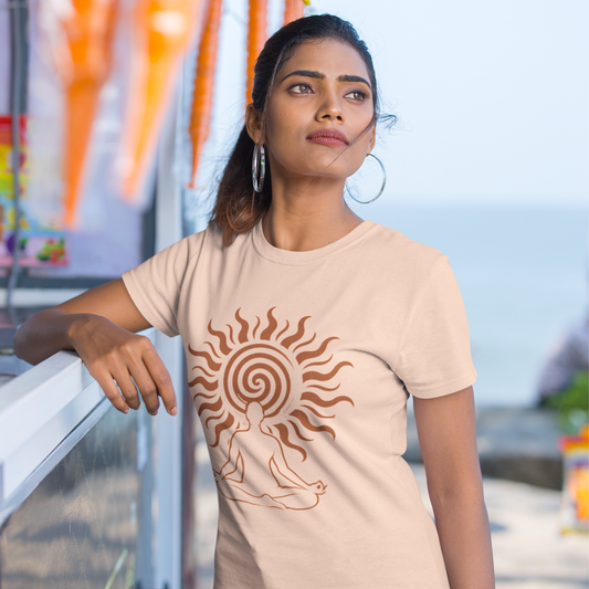 Classic Crew TShirt | Spiral Sun Energy TShirt | Women Yoga TShirt