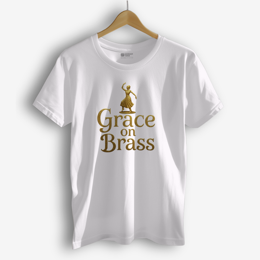 Grace on Brass T‑Shirt – Kuchipudi Plate Dance Tee | Elegant Classical Dancewear | Dance TShirt