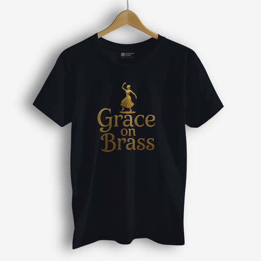 Grace on Brass T‑Shirt – Kuchipudi Plate Dance Tee | Elegant Classical Dancewear | Dance TShirt