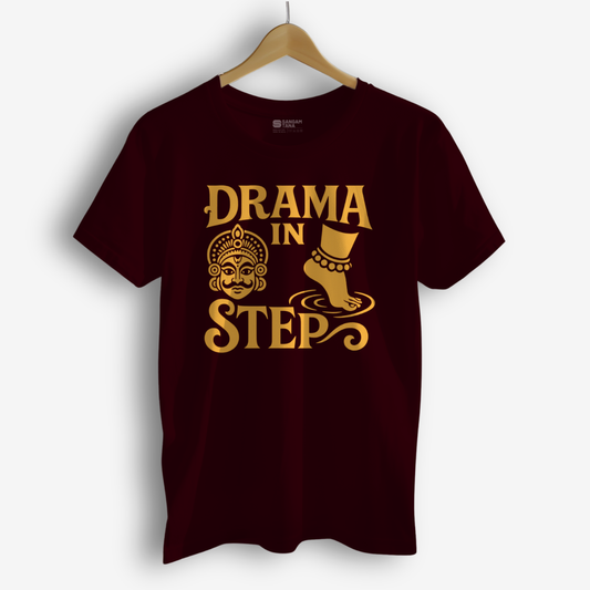 Drama in Step T‑Shirt – Kuchipudi Expression Tee | Classical Dance Statement Shirt | Unisex Cotton Dance TShirt
