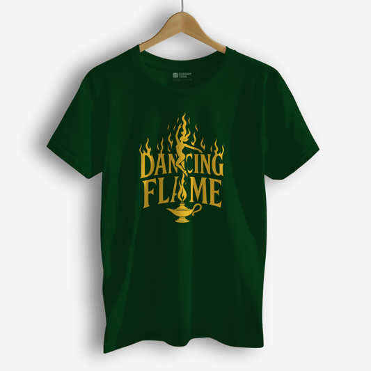 Dancing Flame T-Shirt – Kuchipudi Dance Tee | Classical Indian Fire Motif | Unisex Cotton T-Shirt | Dance TShirt