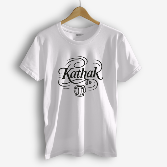 Whirls and Words T-Shirt – Kathak Dance Tee | Tabla & Typography | Classical Indian Art Dance TShirt