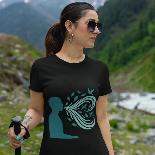 Classic Crew TShirt | Pranayama Visual Wave TShirt | Yoga TShirt