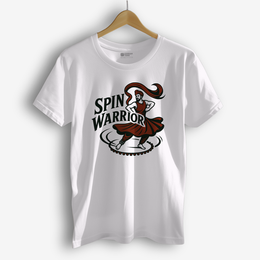 Spin Warrior T-Shirt – Kathak Classical Dance Tee | Indian Chakkar Practice Shirt | Unisex Cotton T-Shirt