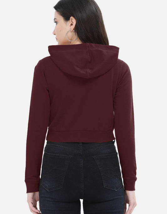 Female Cropped Hoodie | Maroon