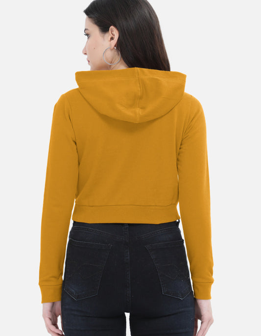 Female Cropped Hoodie | Mustard Yellow