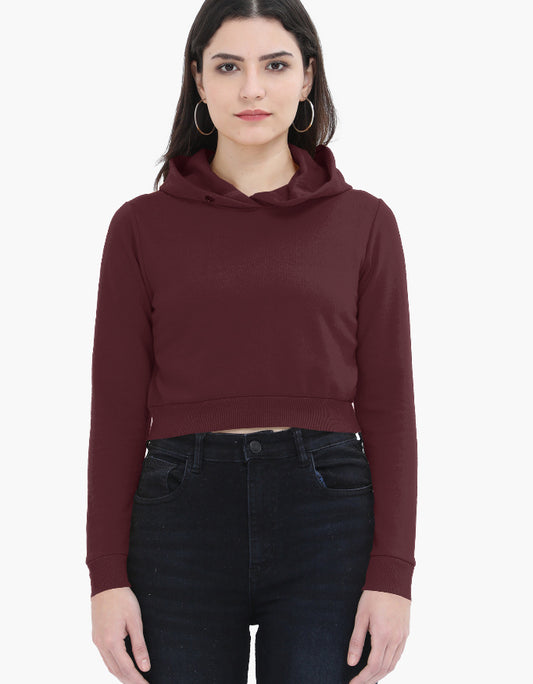 Female Cropped Hoodie | Maroon