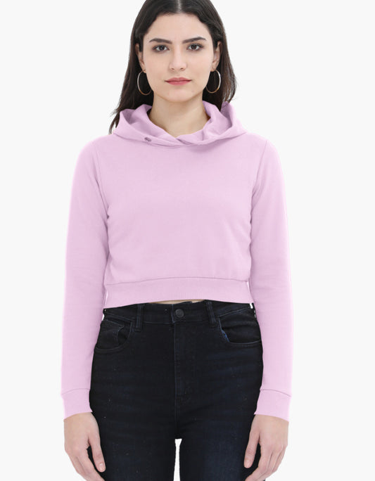 Female Cropped Hoodie | Light Baby Pink